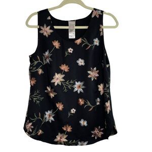 Chicos Top Embroidered Floral Tank Blouse Sleeveless Garden Cottagecore Size 0 S